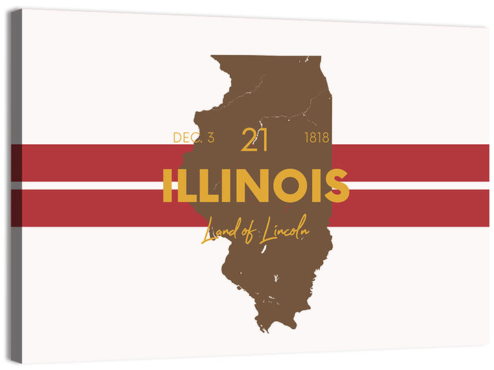 Illinois Map Land of Lincoln Wall Art