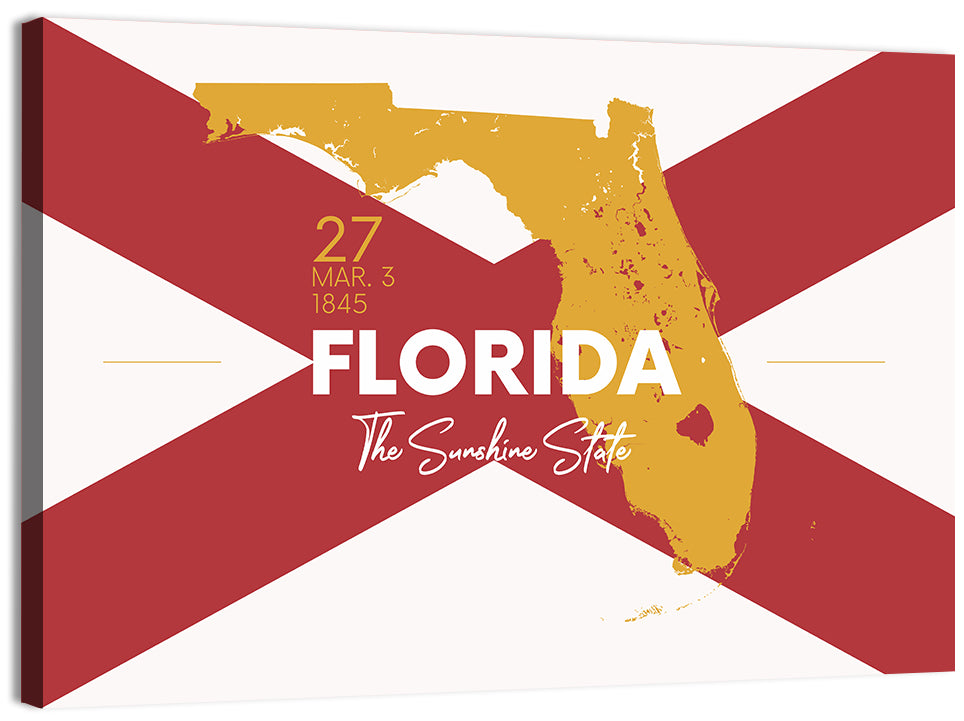 Florida Gold Map Graphic Wall Art, canvas print, landscape