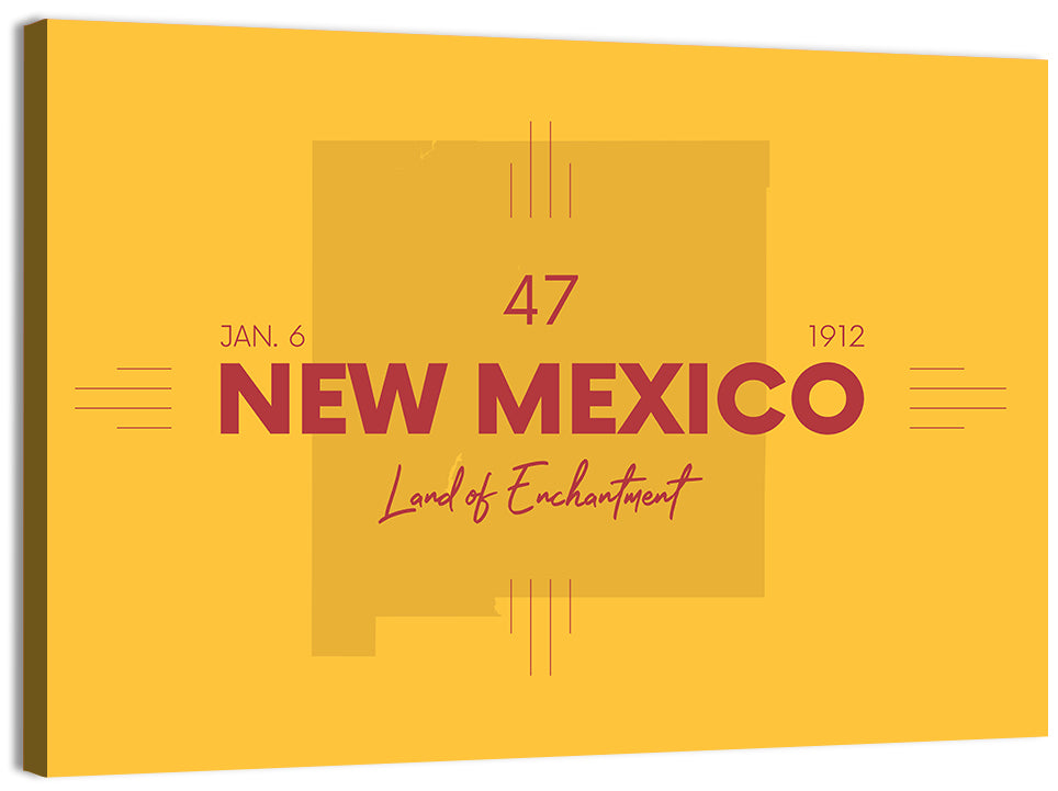New Mexico Typographic Map 1912 Wall Art, canvas print, landscape