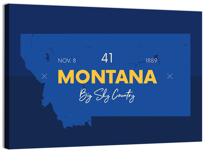 Montana Map Typography Big Sky Country Wall Art as a canvas print
