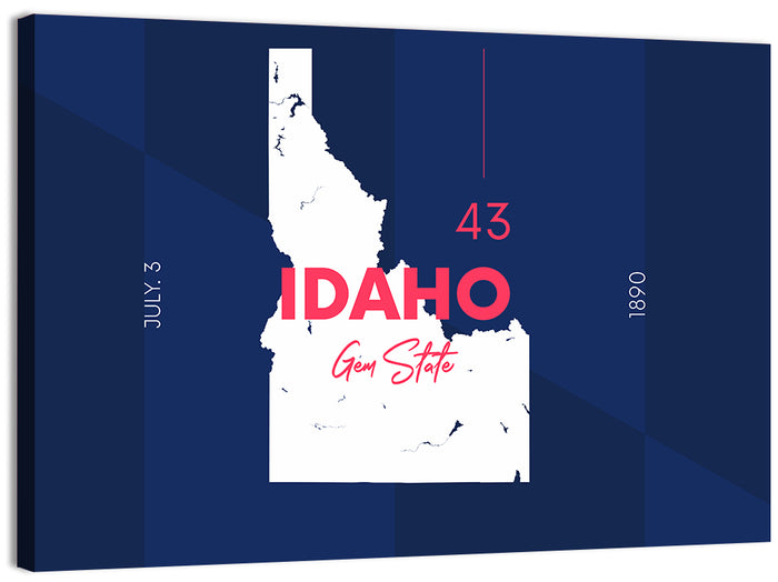 Idaho Gem State Map Wall Art as a canvas print