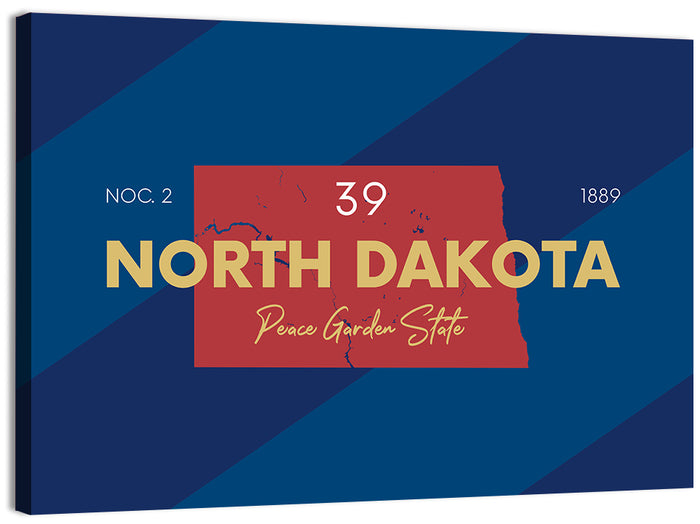 North Dakota Map Graphic Number 39 Wall Art as a canvas print