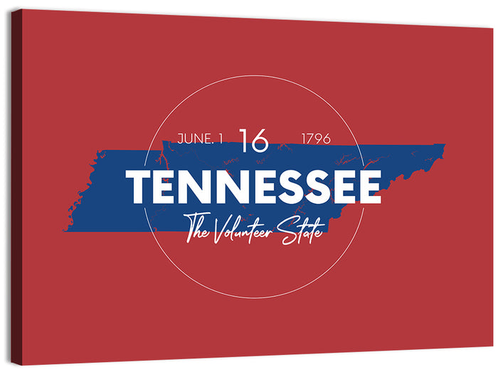 Tennessee Typographic Map Wall Art as a canvas print