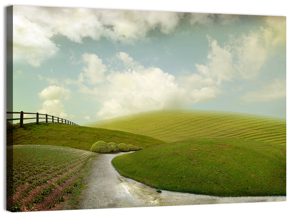 Winding Road Through Rolling Hills Wall Art, canvas print, landscape