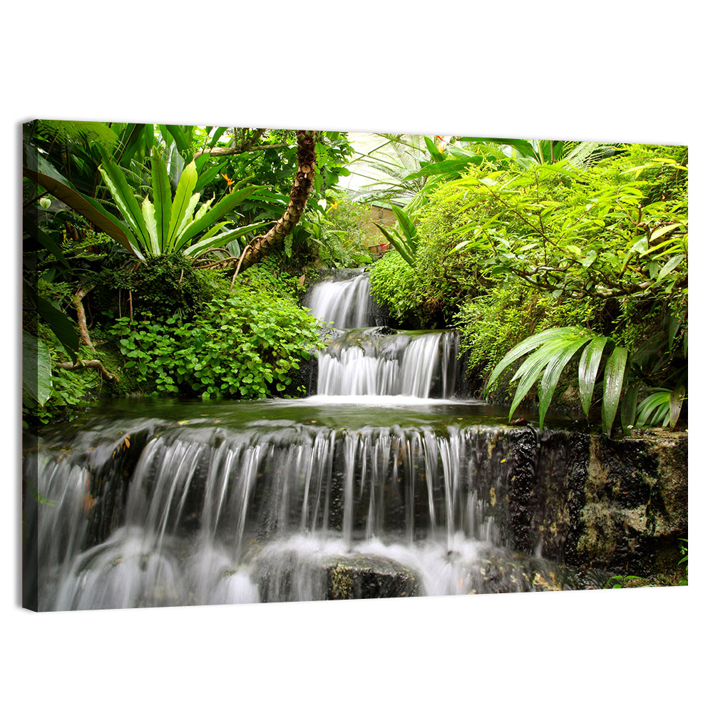 Lush Rainforest Cascade Wall Art, canvas print, landscape