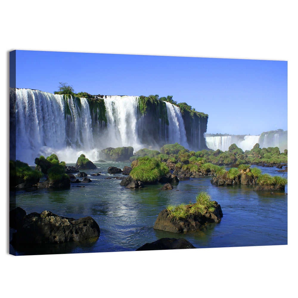 Iguazu Falls Mossy Rocks Wall Art, canvas print, landscape