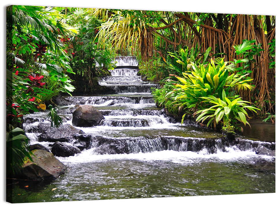 Tabacon Tiered Hot Springs Waterfall Wall Art, canvas print, landscape