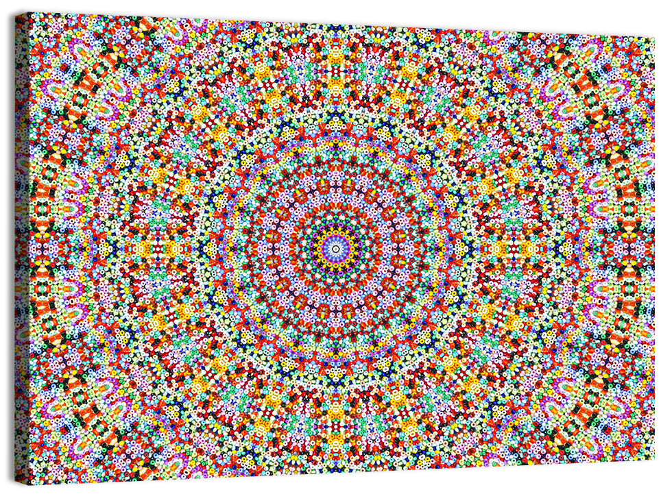 Beaded Kaleidoscope Mandala Wall Art, canvas print, landscape