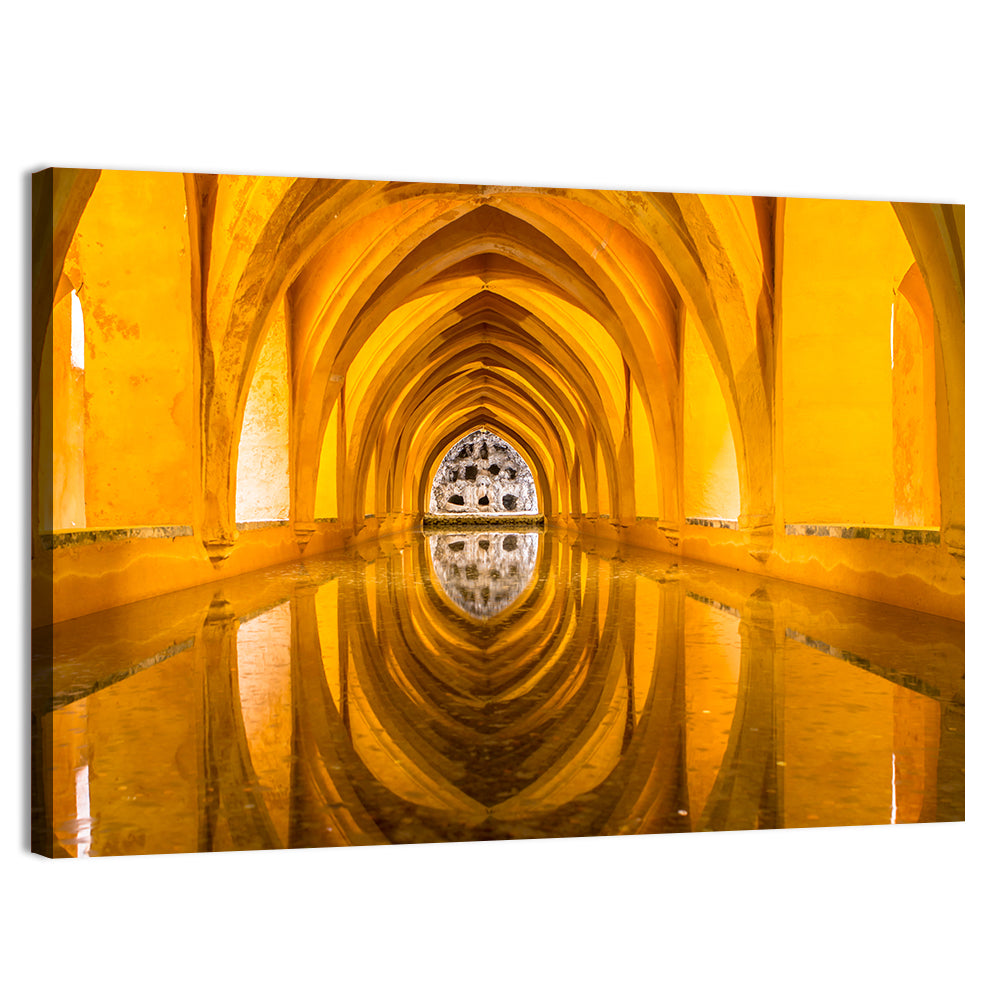 Royal Alcázar Bath Reflections Wall Art, canvas print, landscape