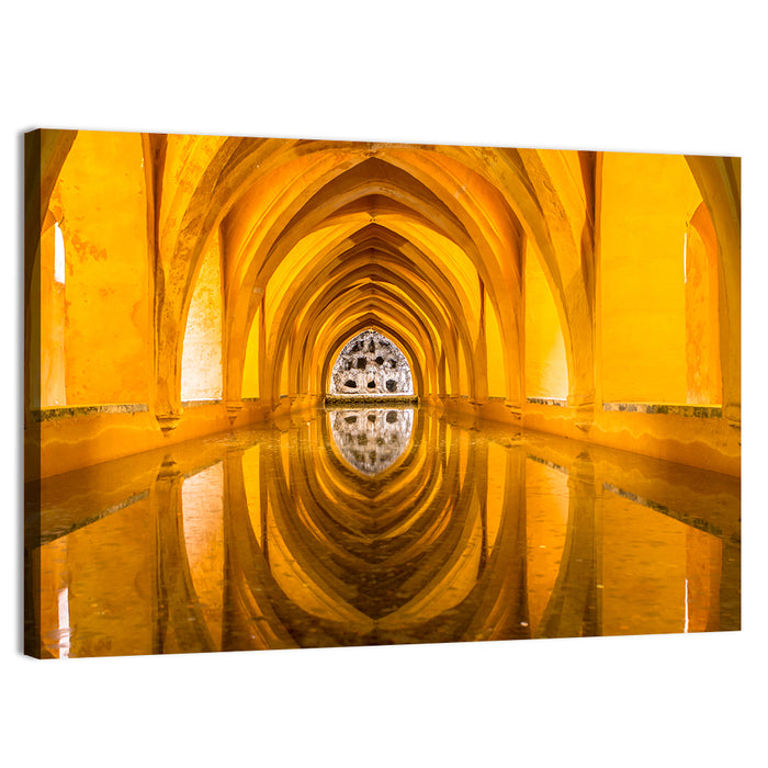 Royal Alcázar Bath Reflections Wall Art as a canvas print