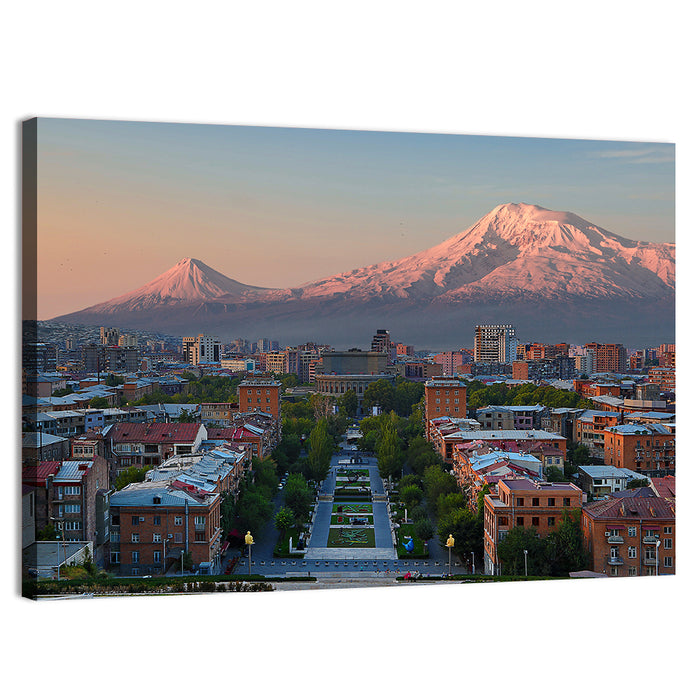Sunset Over Mount Ararat from Yerevan Wall Art as a canvas print