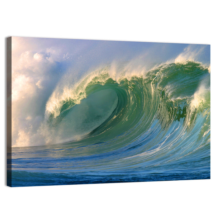 Golden Hour Barrel Wave Wall Art as a canvas print