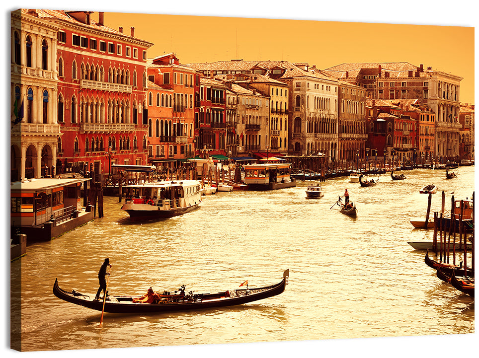 Grand Canal Gondola at Golden Hour Wall Art, canvas print, landscape