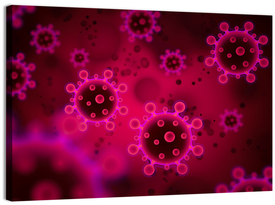 Microscopic Virus Particle Study Wall Art, canvas print, landscape