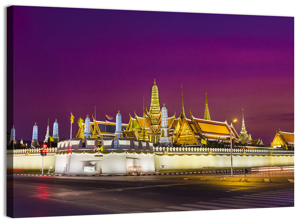 Emerald Buddha, Grand Palace Dusk Wall Art, canvas print, landscape
