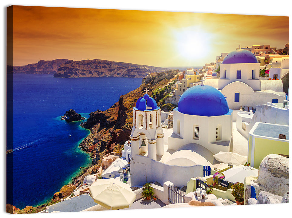 Sunset Over Oia Wall Art, canvas print, landscape