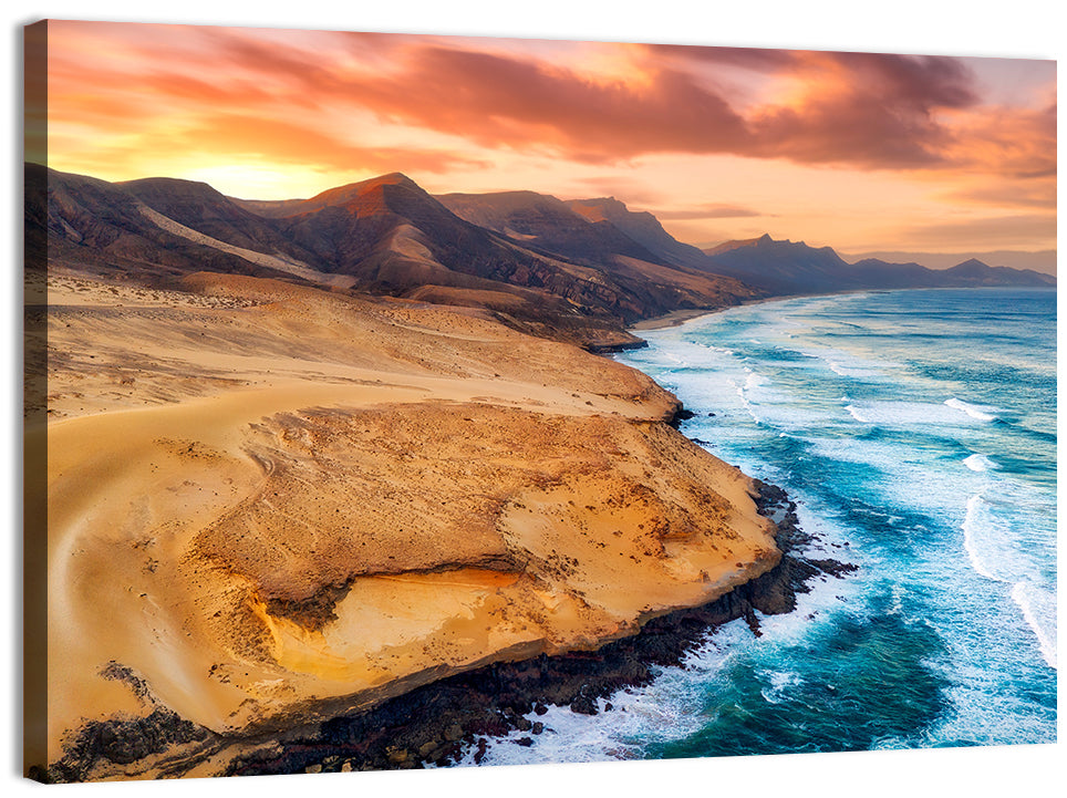 Playa Veril Manso Sunset Seascape Wall Art, canvas print, landscape