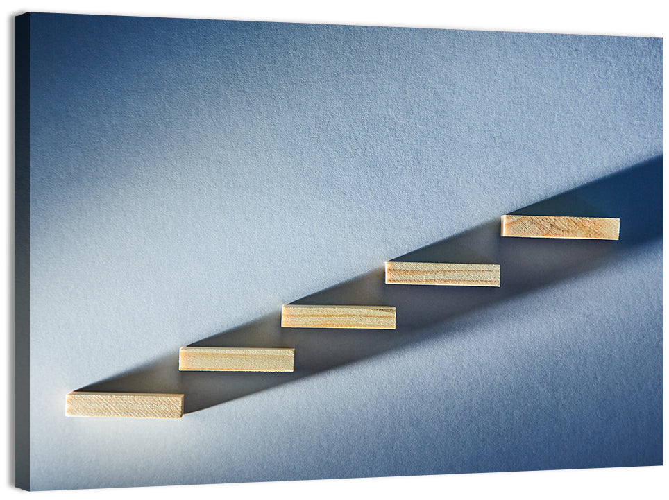 Five Wooden Steps Abstraction Wall Art, canvas print, landscape