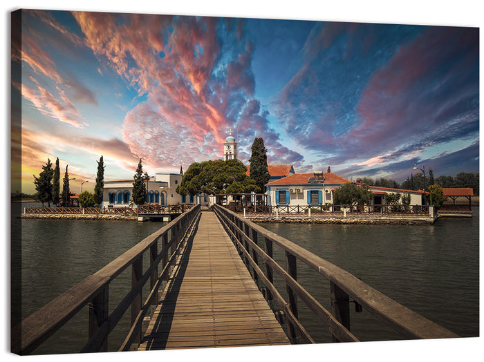 Agios Achilleios Monastery at Sunset Wall Art as a canvas print