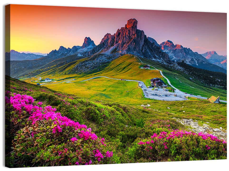 Passo Giau Flower Meadow Wall Art, canvas print, landscape