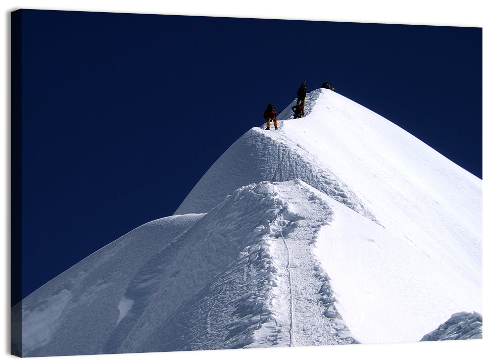 Climbers on a Snowy Himalayan Peak Wall Art, canvas print, landscape