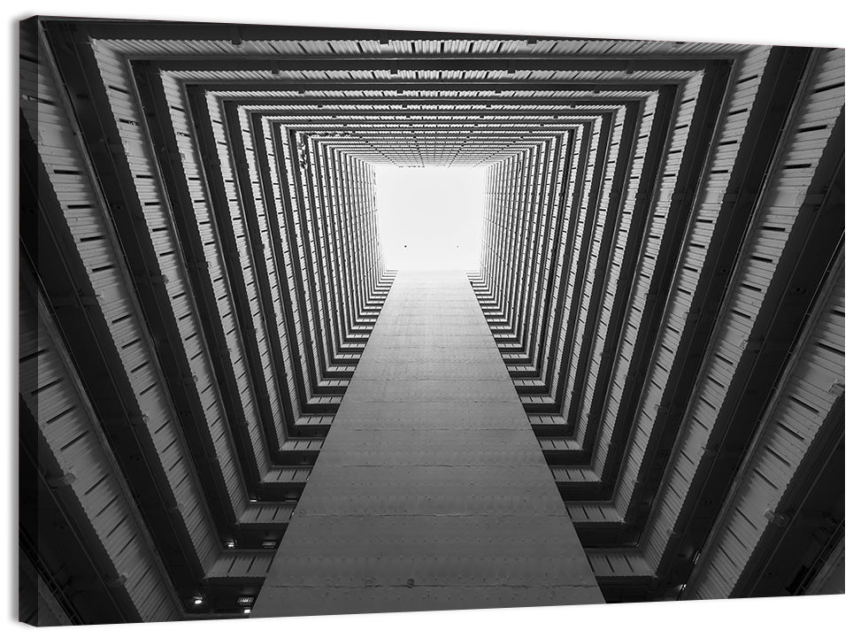 Public Estate Stairwell Wall Art, canvas print, landscape