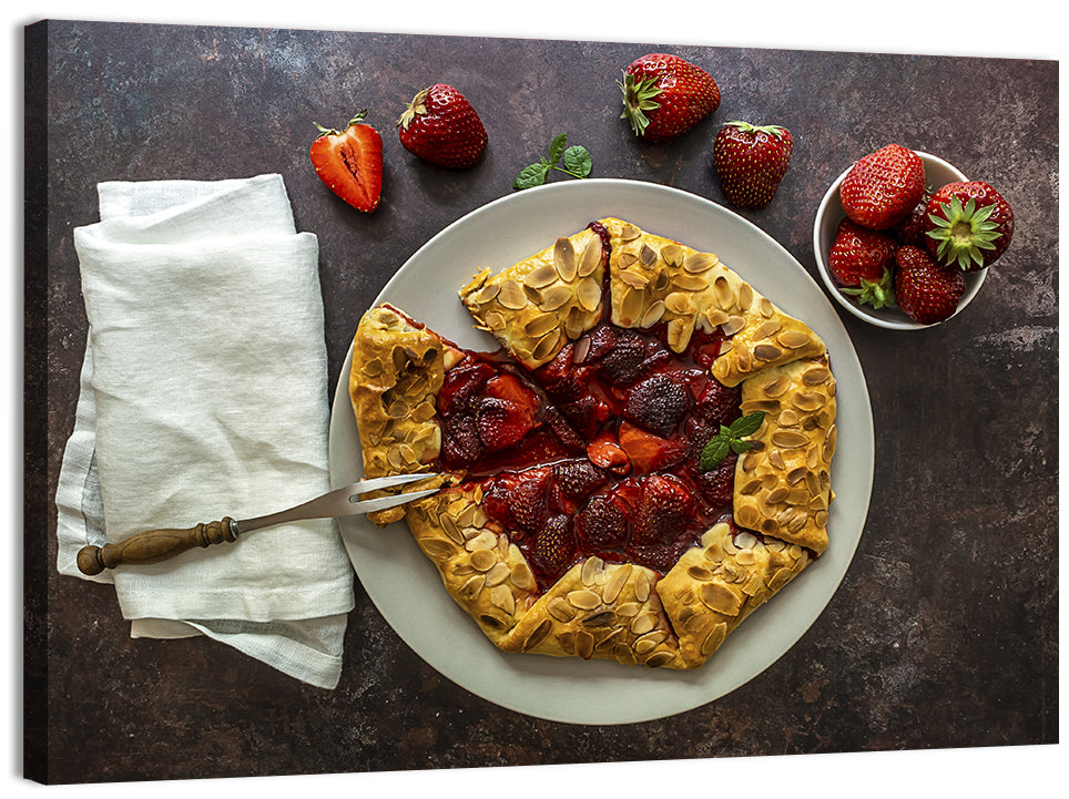 Sommer Strawberry Tart Wall Art, canvas print, landscape