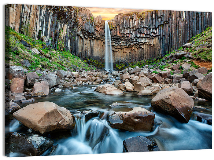 Svartifoss Basalt Waterfall Wall Art as a canvas print
