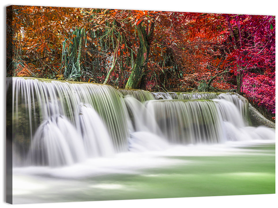 Kanchanaburi Autumn Waterfall Wall Art, canvas print, landscape