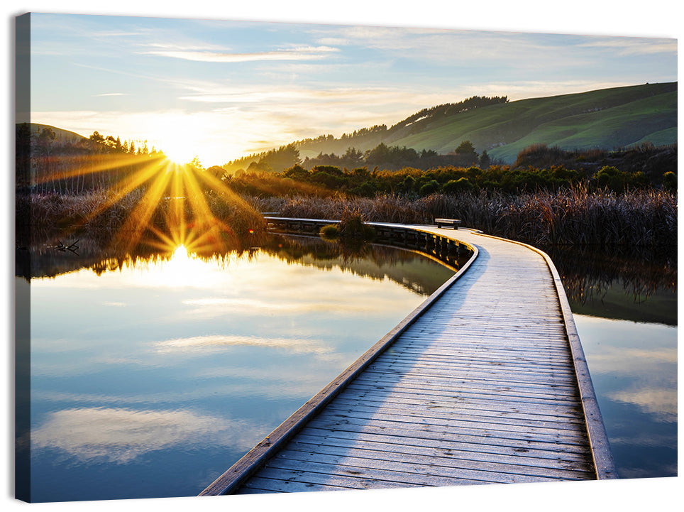 Hawkes Bay Frosted Boardwalk Sunrise Wall Art, canvas print, landscape
