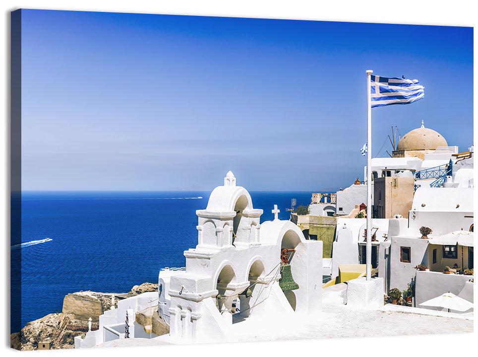 Oia Bell Tower, Santorini Wall Art, canvas print, landscape