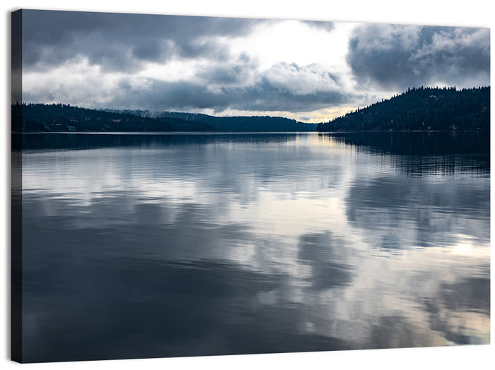 Coeur D'alene Lake Reflection Wall Art as a canvas print