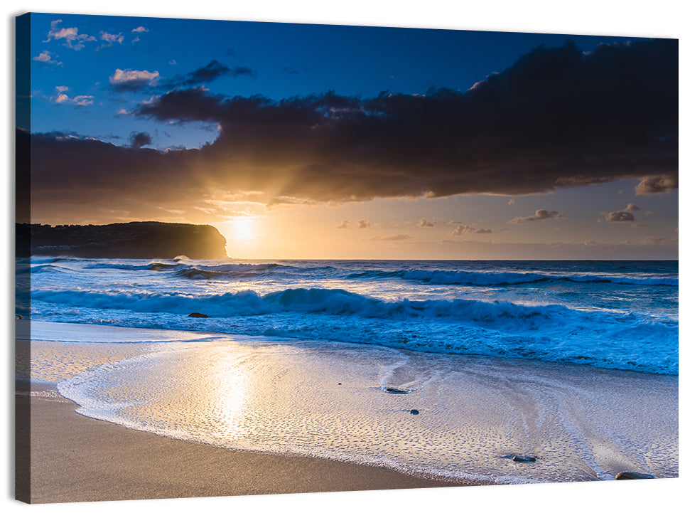 Macmasters Beach Golden Sunrise Wall Art, canvas print, landscape