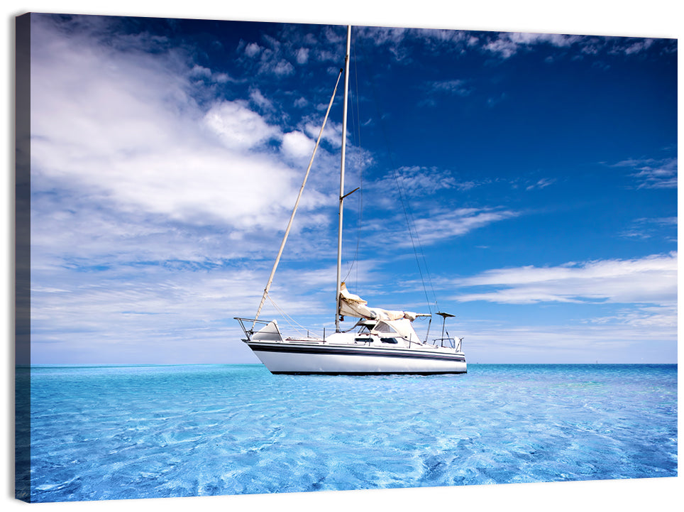 Furled Sails Over Turquoise Water Wall Art, canvas print, landscape
