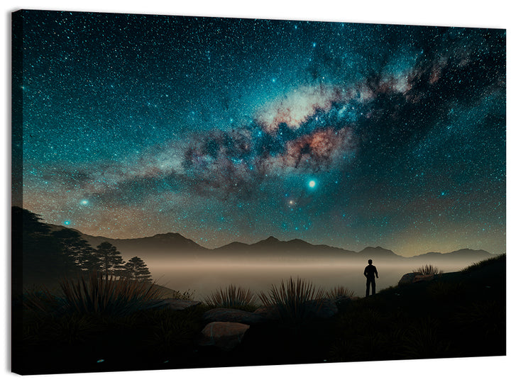 Milky Way Over Misty Mountain Ridge Wall Art