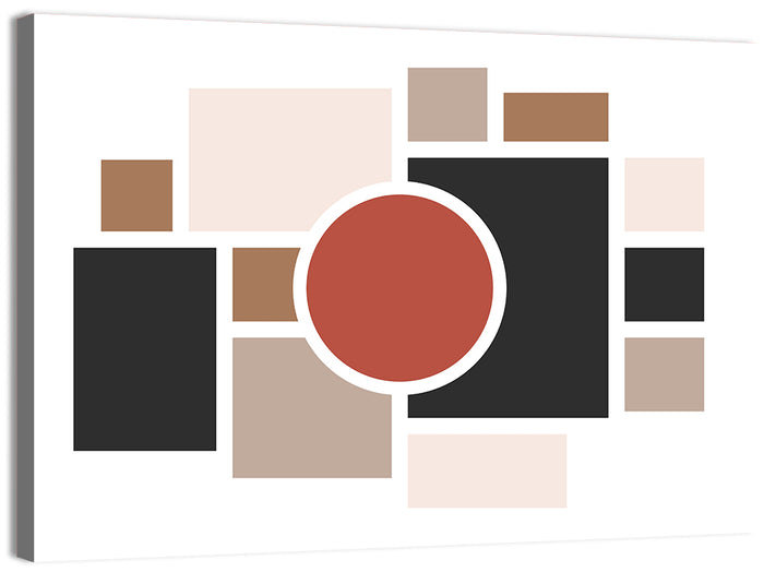 Terracotta Geometric Circle Composition Wall Art as a canvas print