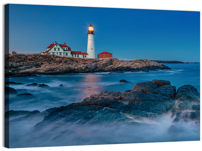 Portland Head Light at Dusk Wall Art as a canvas print