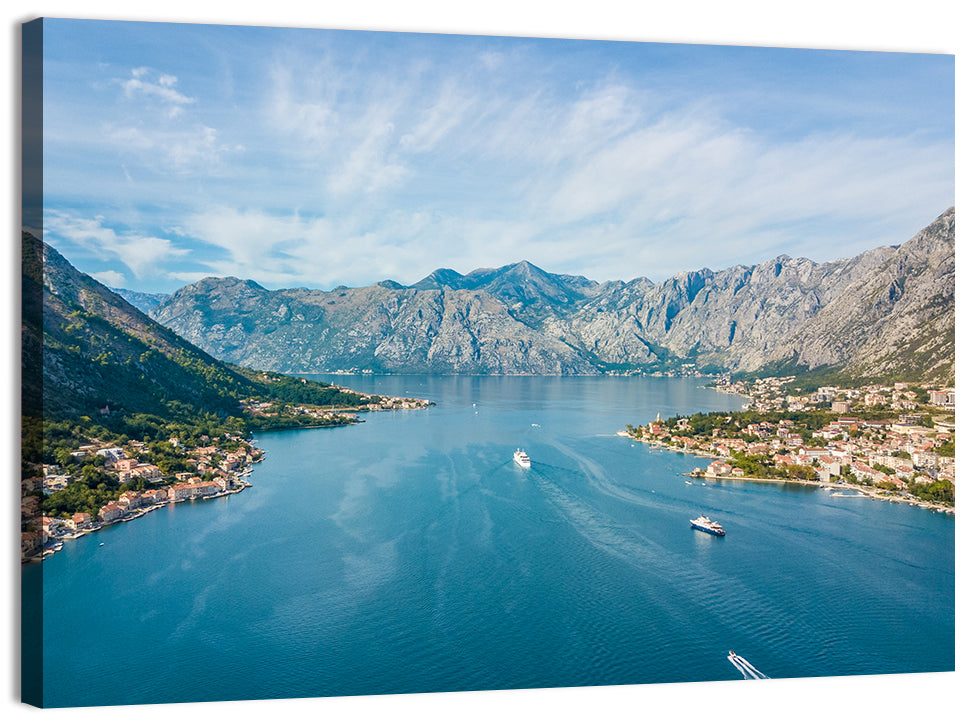 Bay of Kotor Aerial View Wall Art, canvas print, landscape