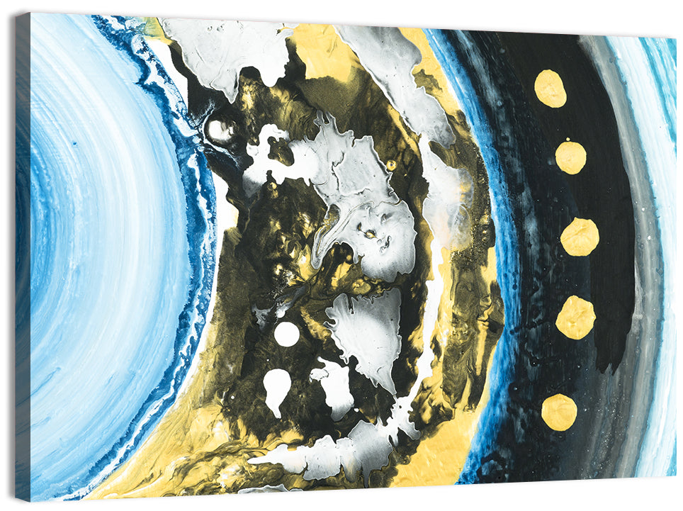 Planet Rings in Blue and Gold Wall Art, canvas print, landscape