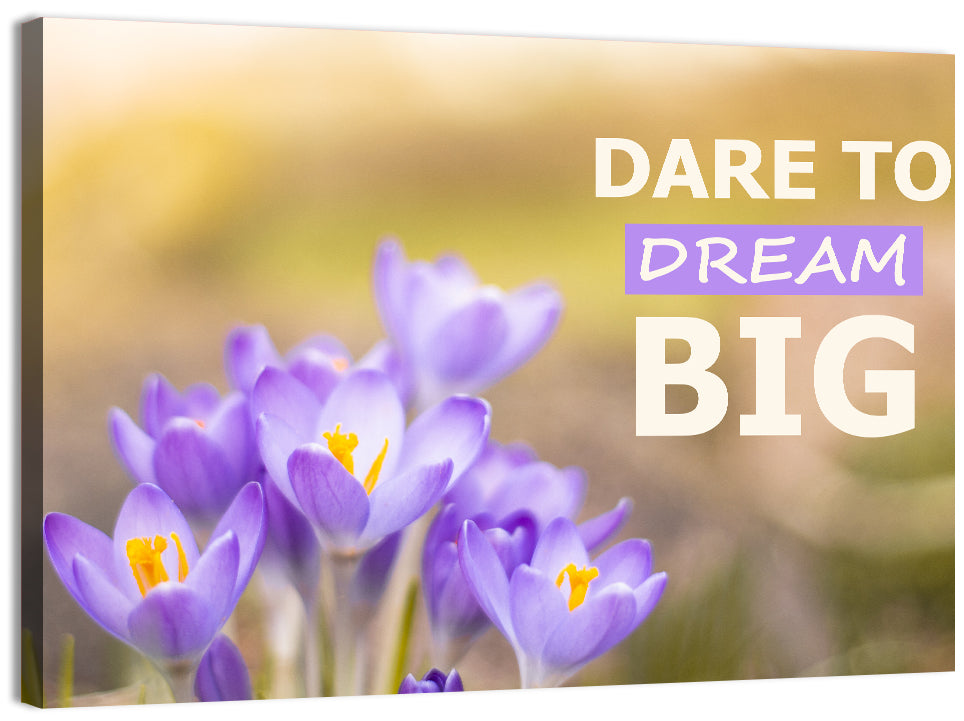 Dare to Dream Big, Purple Crocus Wall Art, canvas print, landscape