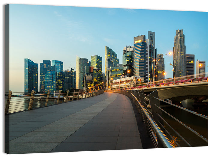 Singapore Business District Skyline Wall Art as a canvas print