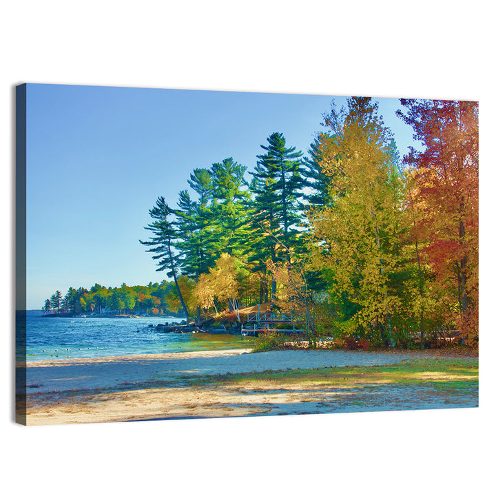 Sebago Lake Pier in Autumn Wall Art