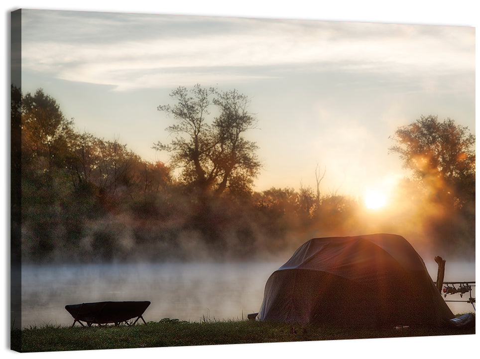 Fishing Tents at Sunrise Wall Art, canvas print, landscape