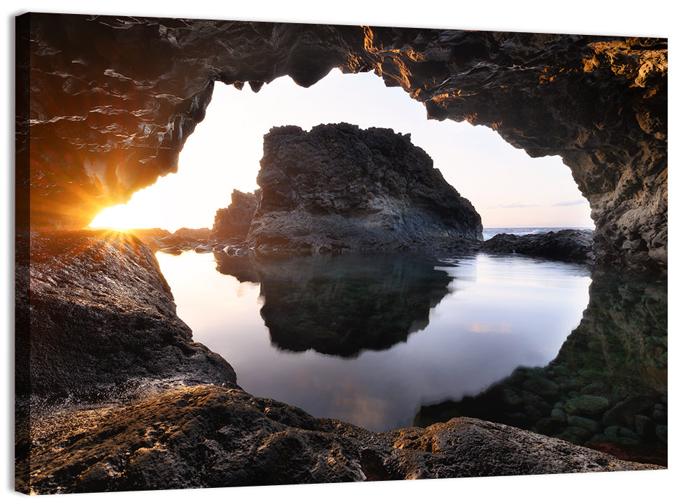 Sea Cave Sunset Wall Art, canvas print, landscape