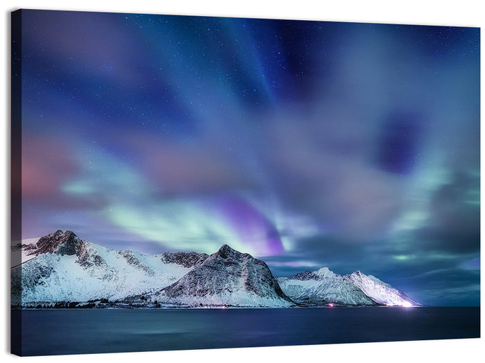Northern Lights Over Norway Wall Art as a canvas print