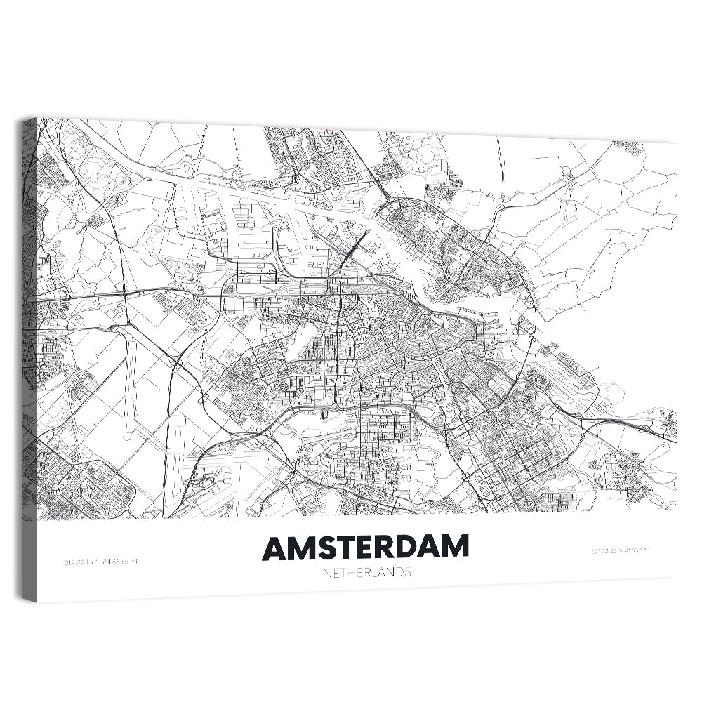 Amsterdam City Map Wall Art, canvas print, landscape
