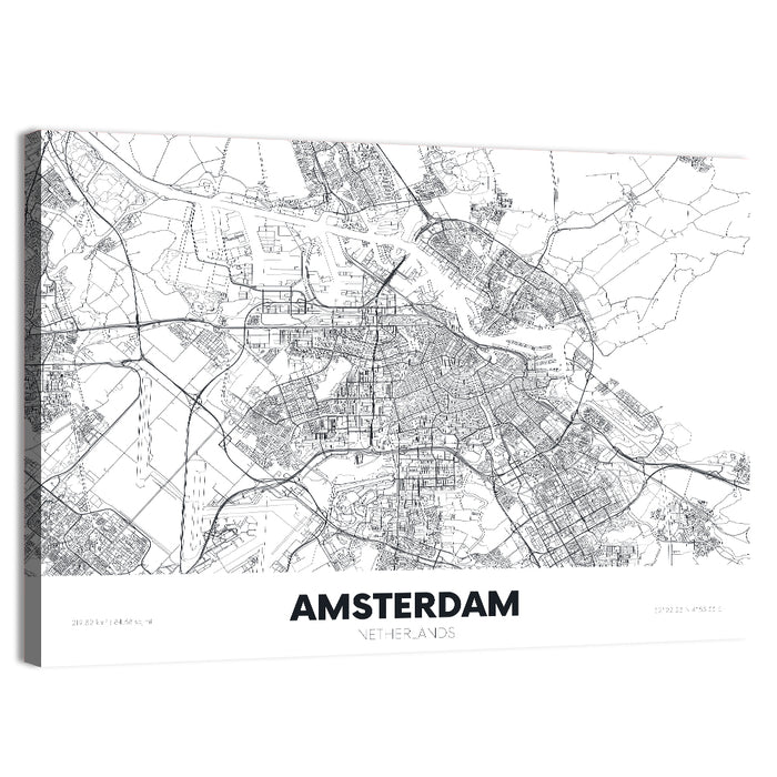 Amsterdam City Map Wall Art as a canvas print