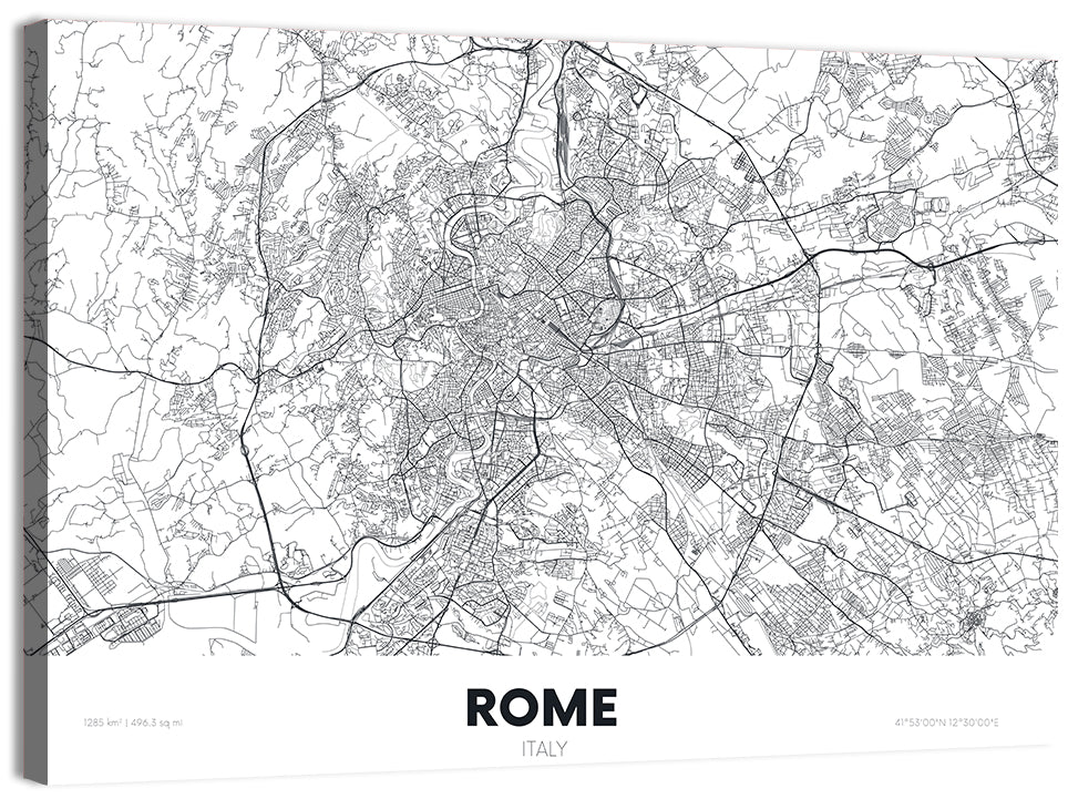 Rome City Map Wall Art, canvas print, landscape