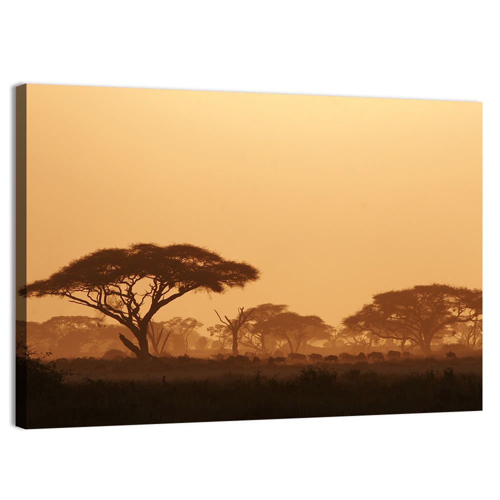 Amboseli Savanna Sunset Wall Art, canvas print, landscape