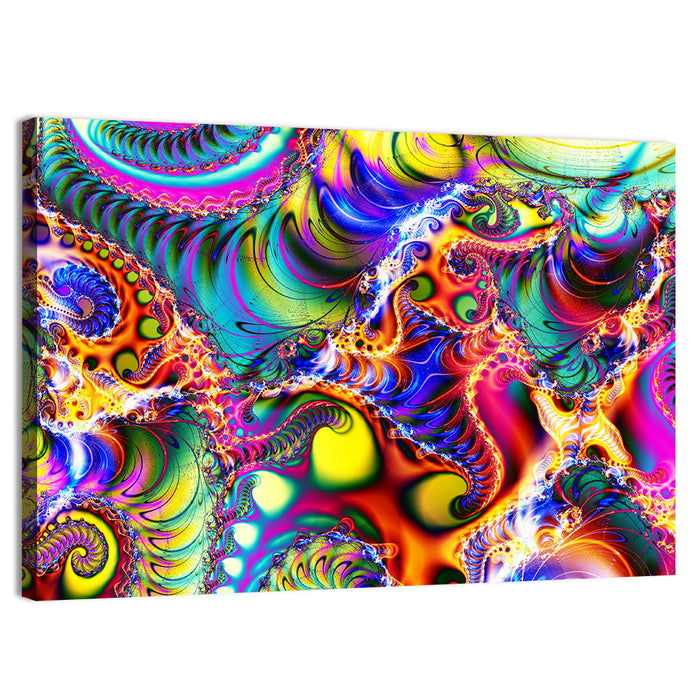Chromatic Fractal Swirls Wall Art as a canvas print
